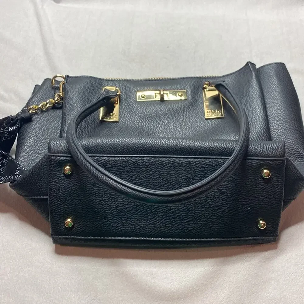 Marc New York Andrew Marc Black Tote Bag with Gold Hardwear
